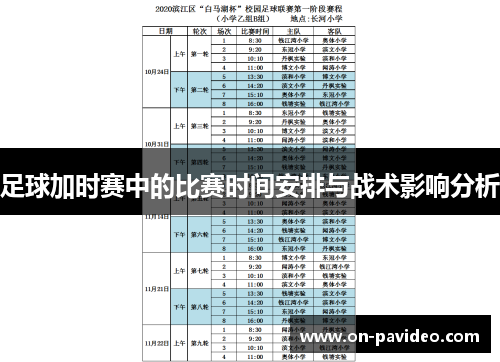 足球加时赛中的比赛时间安排与战术影响分析 足球加时赛中的比赛时间安排与战术影响分析