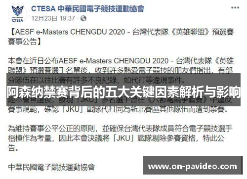 阿森纳禁赛背后的五大关键因素解析与影响